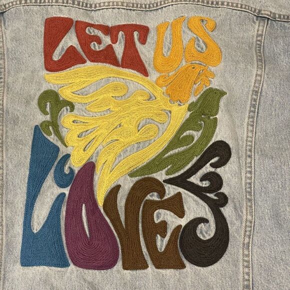 NWT Levi’s Premium Limited Edition Pride Jean Jacket Embroidered “Let Us Love" L - Picture 13 of 16